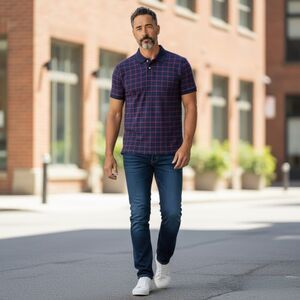Mens X Large Polo Golf Shield Clubs Ralph Lauren Blue Plaid  Shirt